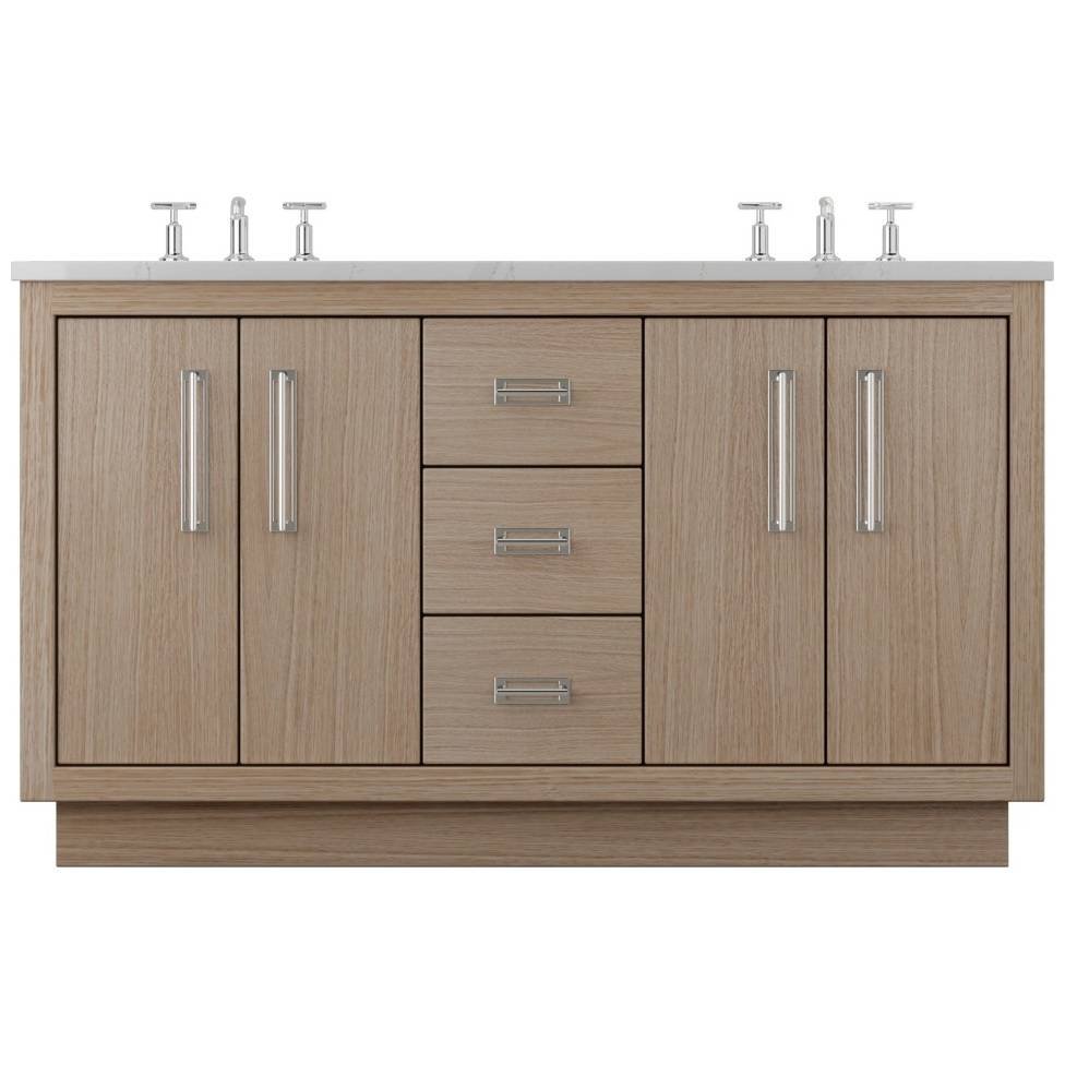 Vanderloc Avalon Double Bath Vanity - 60&quot; - Natural Weathered - Polished Chrome - AVD5 - 60.nw.ch