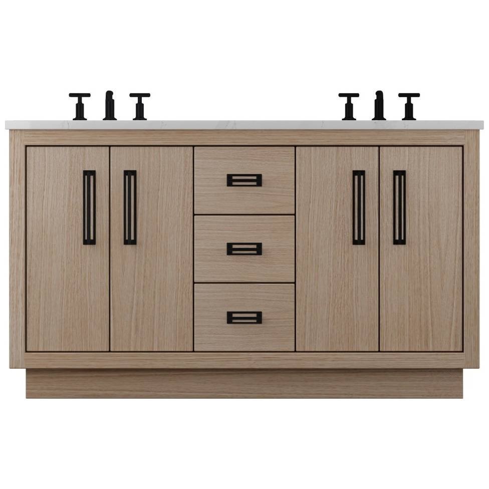 Vanderloc Avalon Double Bath Vanity - 60&quot; - Natural Weathered - Matte Black - AVD5 - 60.nw.mb