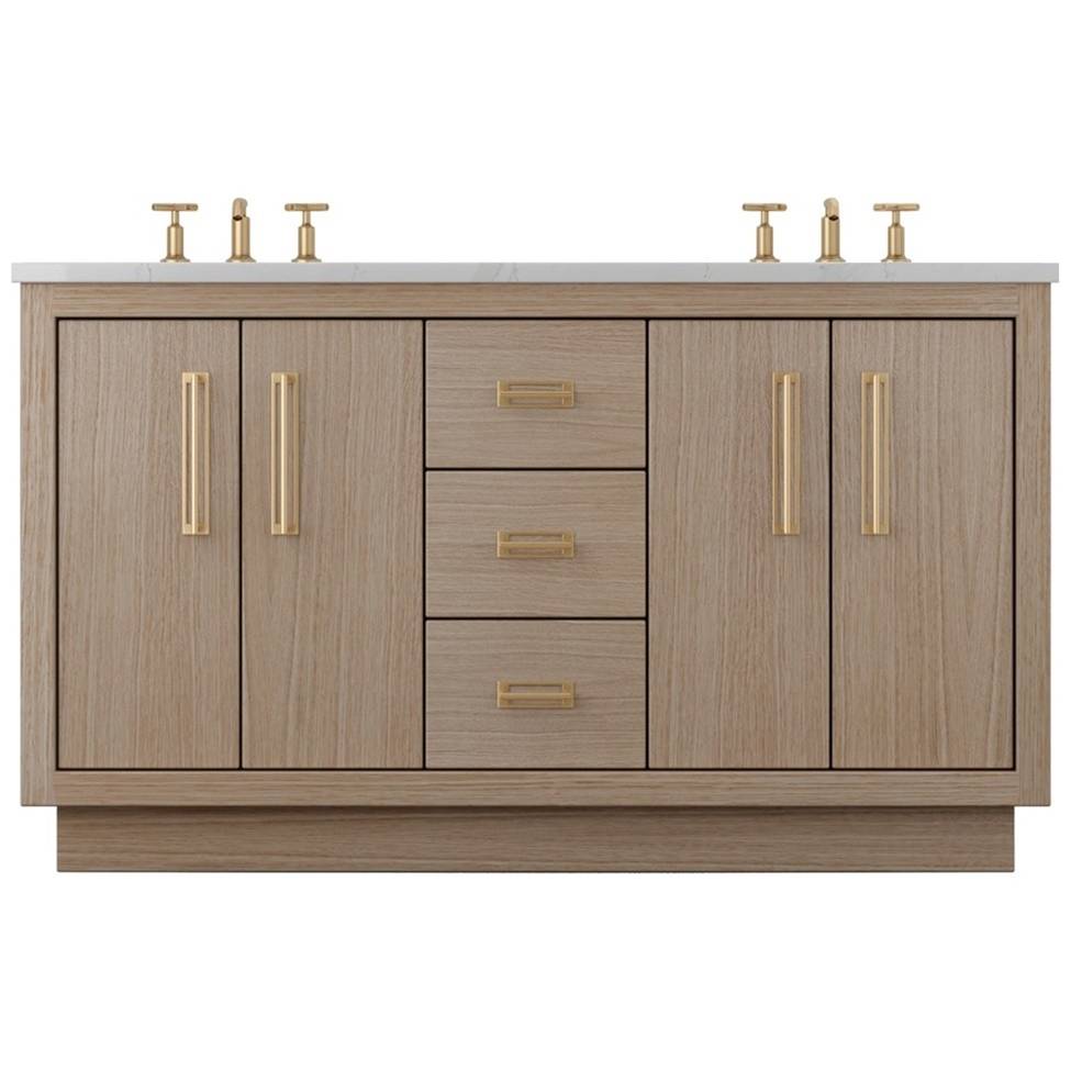Vanderloc Avalon Double Bath Vanity - 60&quot; - Natural Weathered - Satin Gold - AVD5 - 60.nw.sg