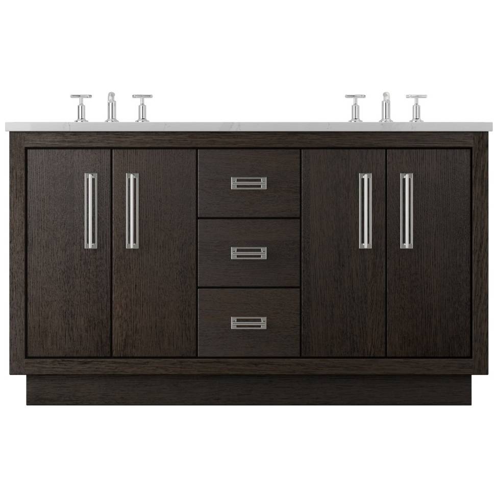 Vanderloc Avalon Double Bath Vanity - 60&quot; - Rich Brown - Polished Chrome - AVD5 - 60.rb.ch