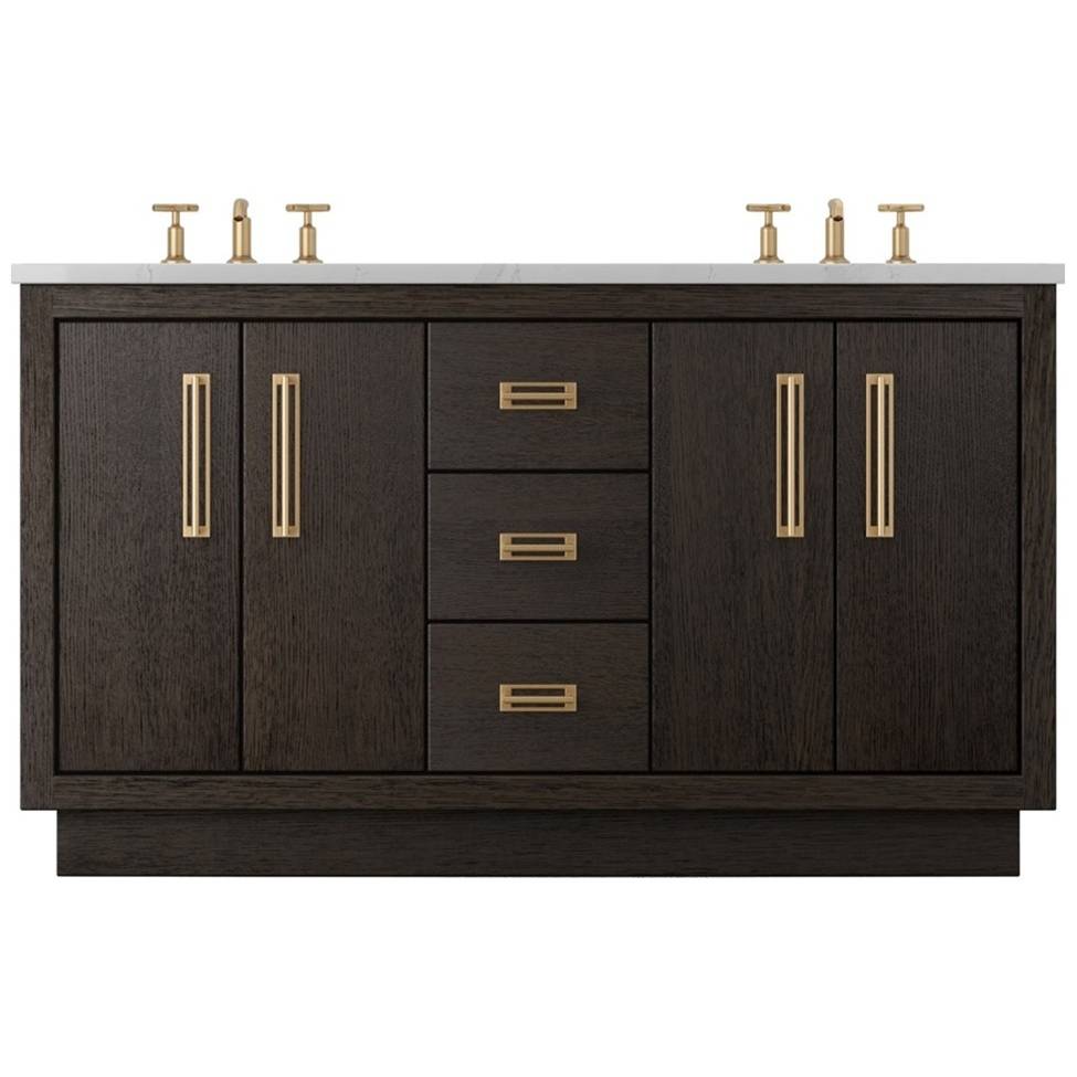 Vanderloc Avalon Double Bath Vanity - 60&quot; - Rich Brown - Satin Gold - AVD5 - 60.rb.sg