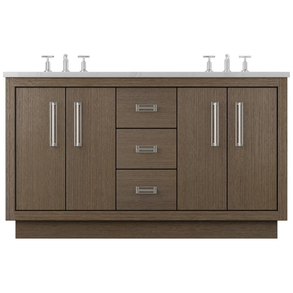 Vanderloc Avalon Double Bath Vanity - 60&quot; - Smoked Modern - Polished Chrome - AVD5 - 60.sm.ch