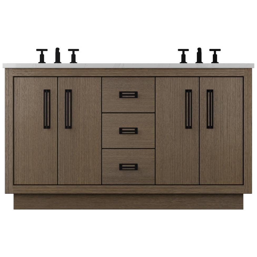 Vanderloc Avalon Double Bath Vanity - 60&quot; - Smoked Modern - Matte Black - AVD5 - 60.sm.mb