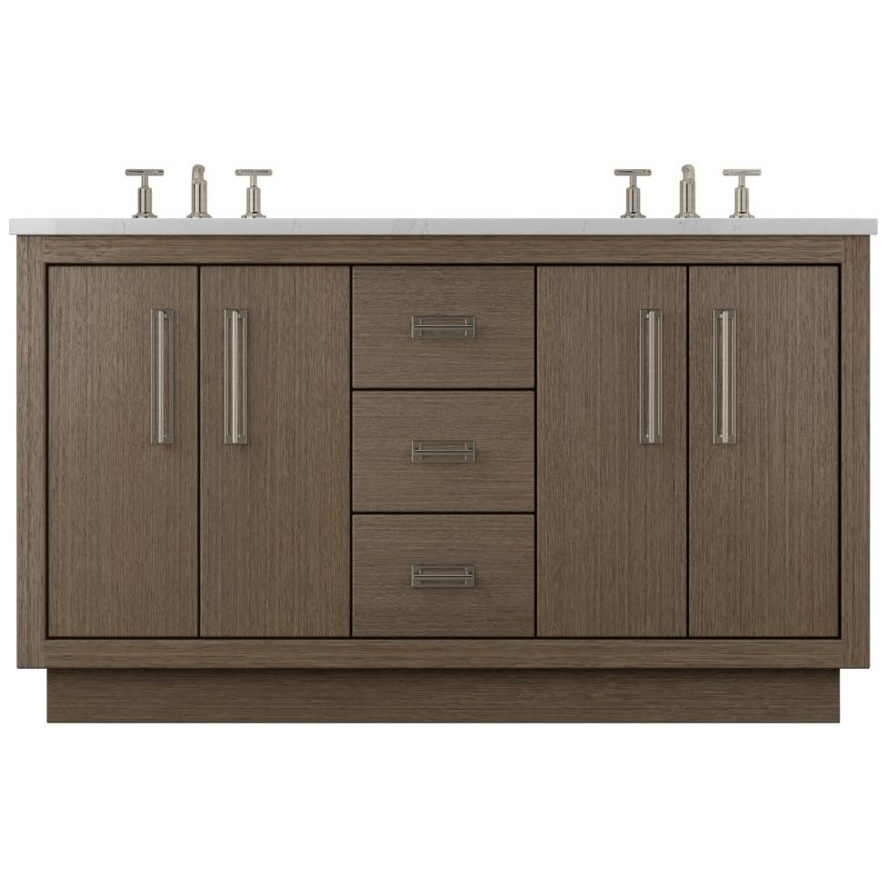 Vanderloc Avalon Double Bath Vanity - 60&quot; - Smoked Modern - Satin Nickel - AVD5 - 60.sm.sn