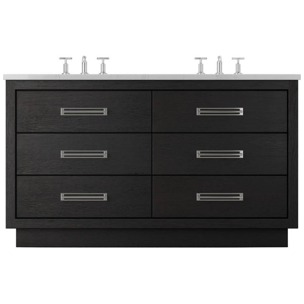 Vanderloc Avalon Double Drawer Bath Vanity - 60&quot; - Classic Black - Polished Chrome - AVD6 - 60.cb.ch