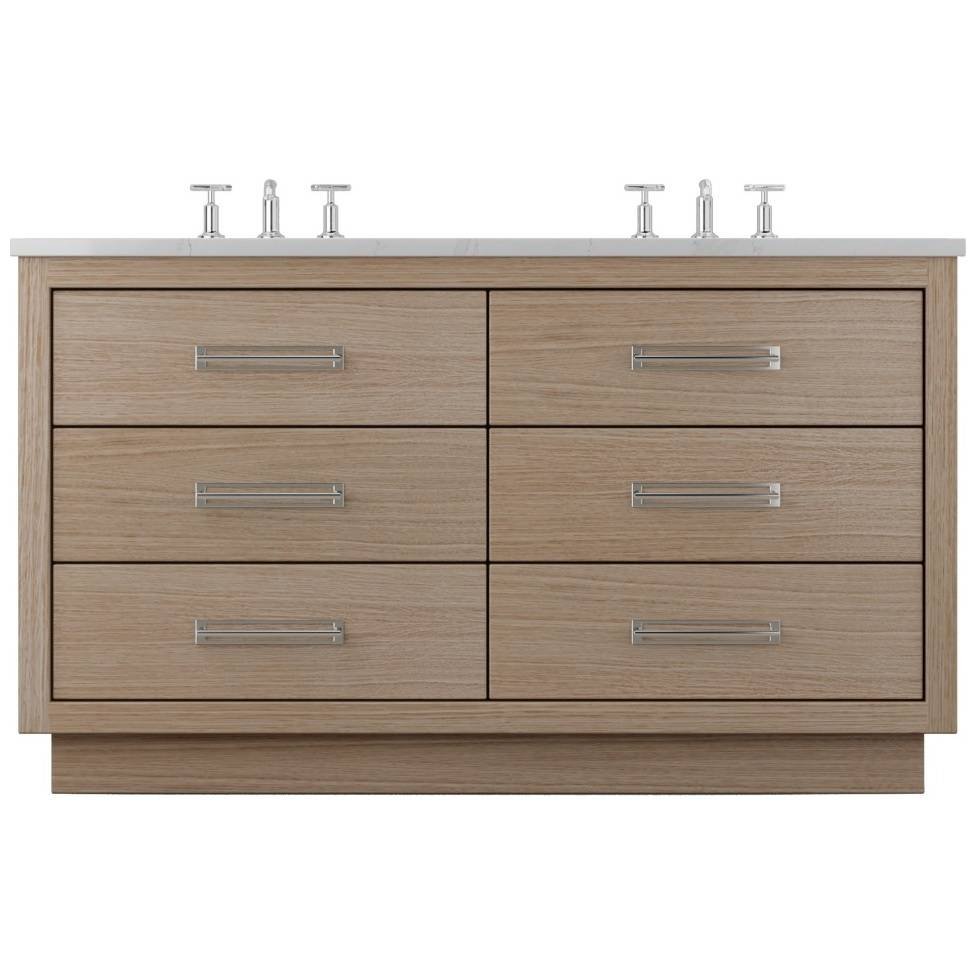 Vanderloc Avalon Double Drawer Bath Vanity - 60&quot; - Natural Weathered - Polished Chrome - AVD6 - 60.nw.ch