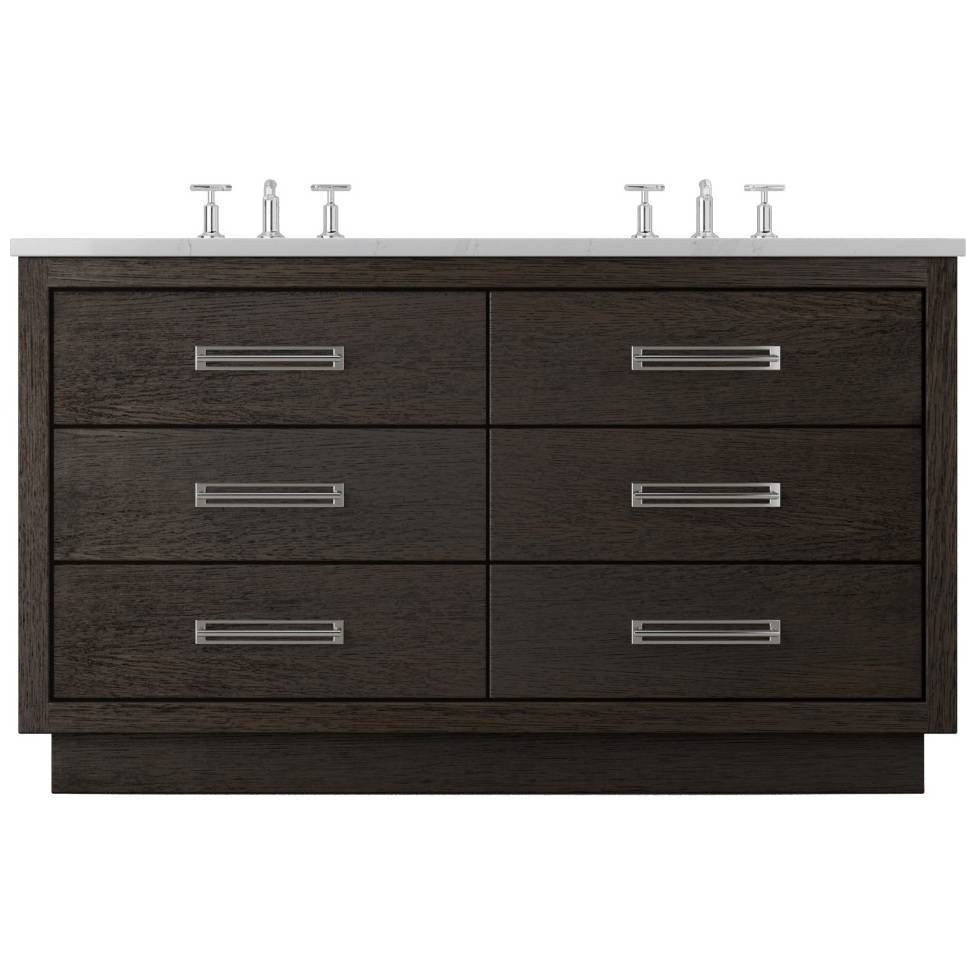 Vanderloc Avalon Double Drawer Bath Vanity - 60&quot; - Rich Brown - Polished Chrome - AVD6 - 60.rb.ch