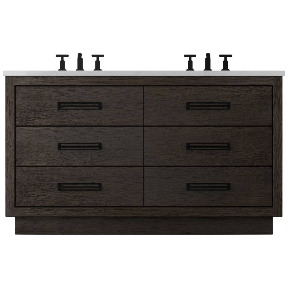 Vanderloc Avalon Double Drawer Bath Vanity - 60&quot; - Rich Brown - Matte Black - AVD6 - 60.rb.mb