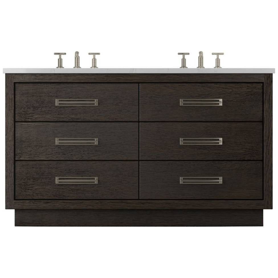 Vanderloc Avalon Double Drawer Bath Vanity - 60&quot; - Rich Brown - Satin Nickel - AVD6 - 60.rb.sn