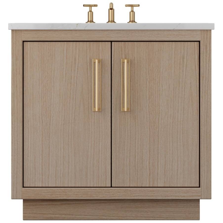 Vanderloc Avalon Single Bath Vanity - 30&quot; - Natural Weathered - Satin Gold - AVS1 - 30.nw.sg