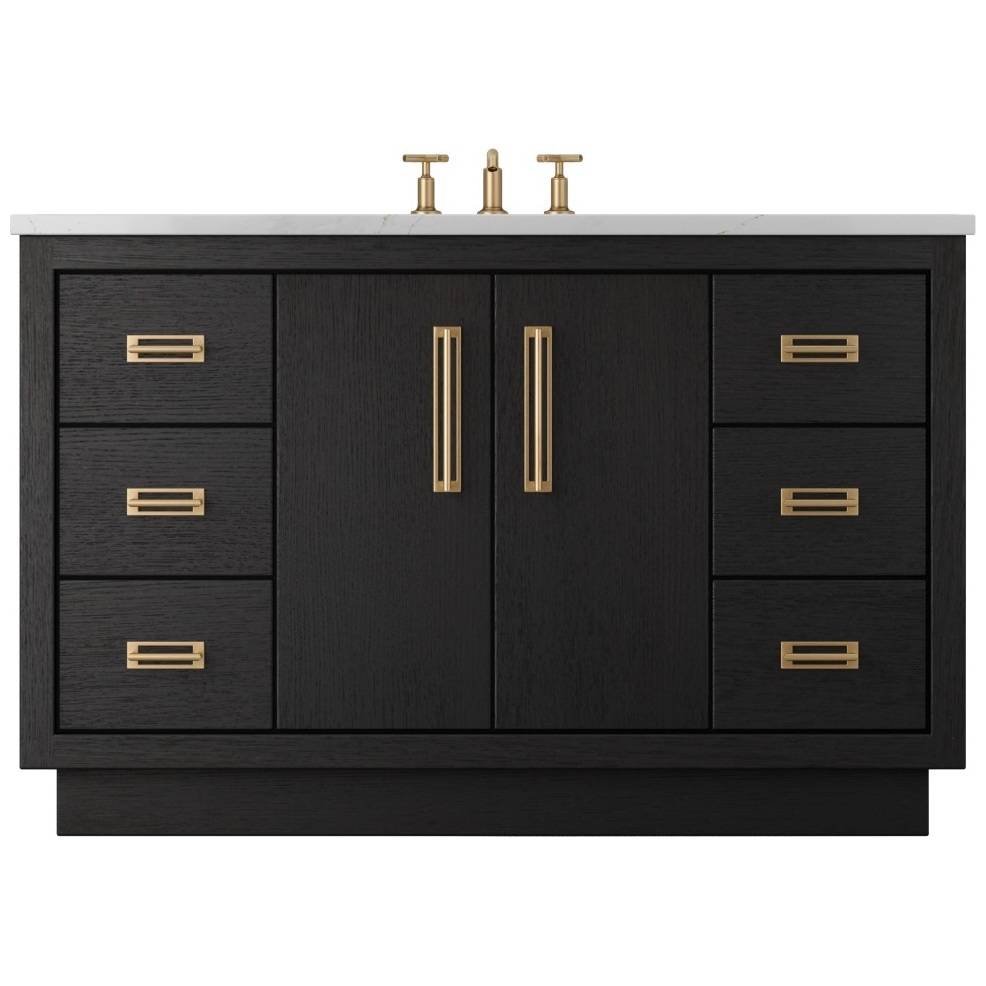Vanderloc Avalon Single Extra Wide Bath Vanity - 54" - Classic Black - Satin Gold - AVS4 - 54.cb.sg