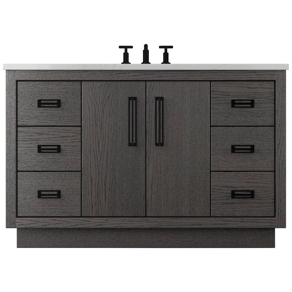 Vanderloc Avalon Single Extra Wide Bath Vanity - 54&quot; - Gray Weathered - Matte Black - AVS4 - 54.gw.mb