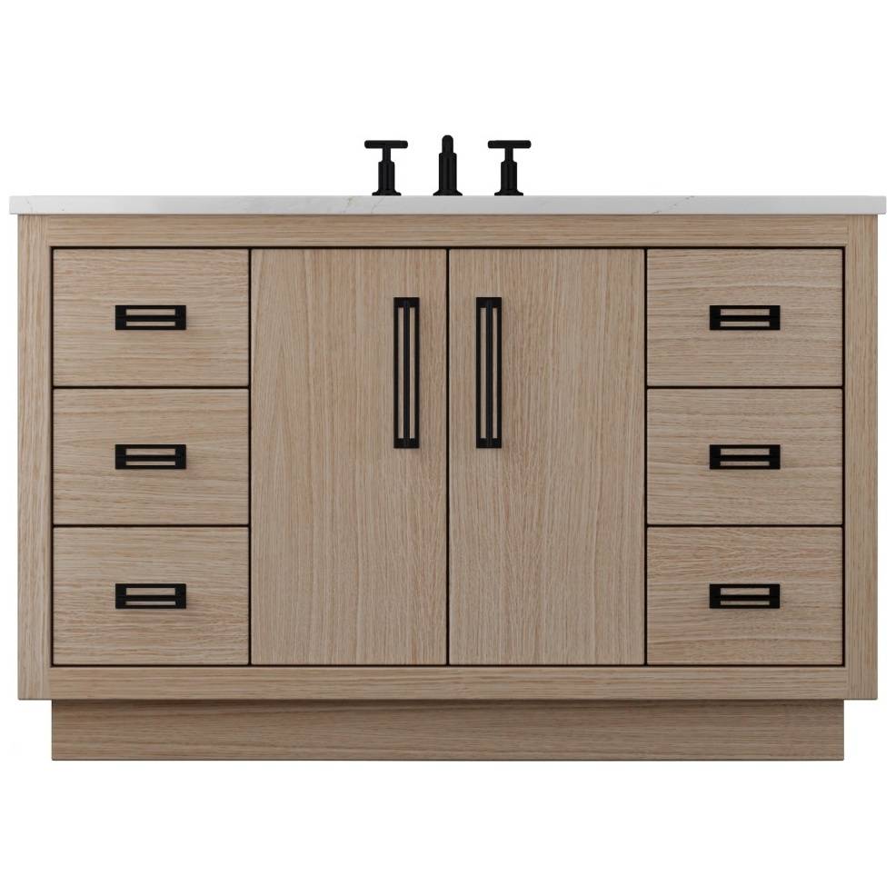 Vanderloc Avalon Single Extra Wide Bath Vanity - 54&quot; - Natural Weathered - Matte Black - AVS4 - 54.nw.mb
