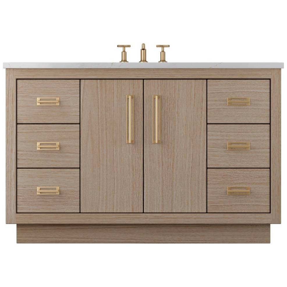 Vanderloc Avalon Single Extra Wide Bath Vanity - 54&quot; - Natural Weathered - Satin Gold - AVS4 - 54.nw.sg