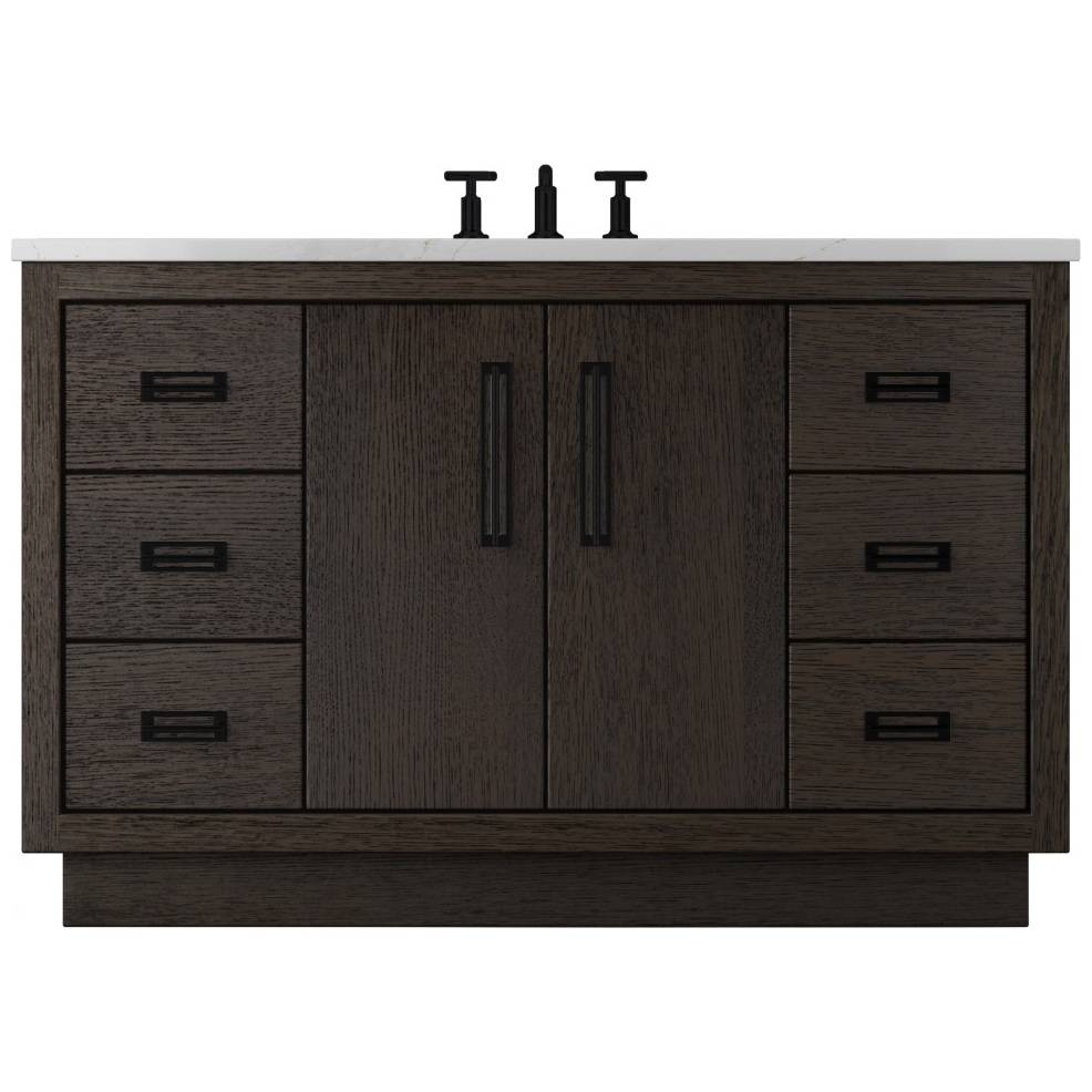 Vanderloc Avalon Single Extra Wide Bath Vanity - 54&quot; - Rich Brown - Matte Black - AVS4 - 54.rb.mb