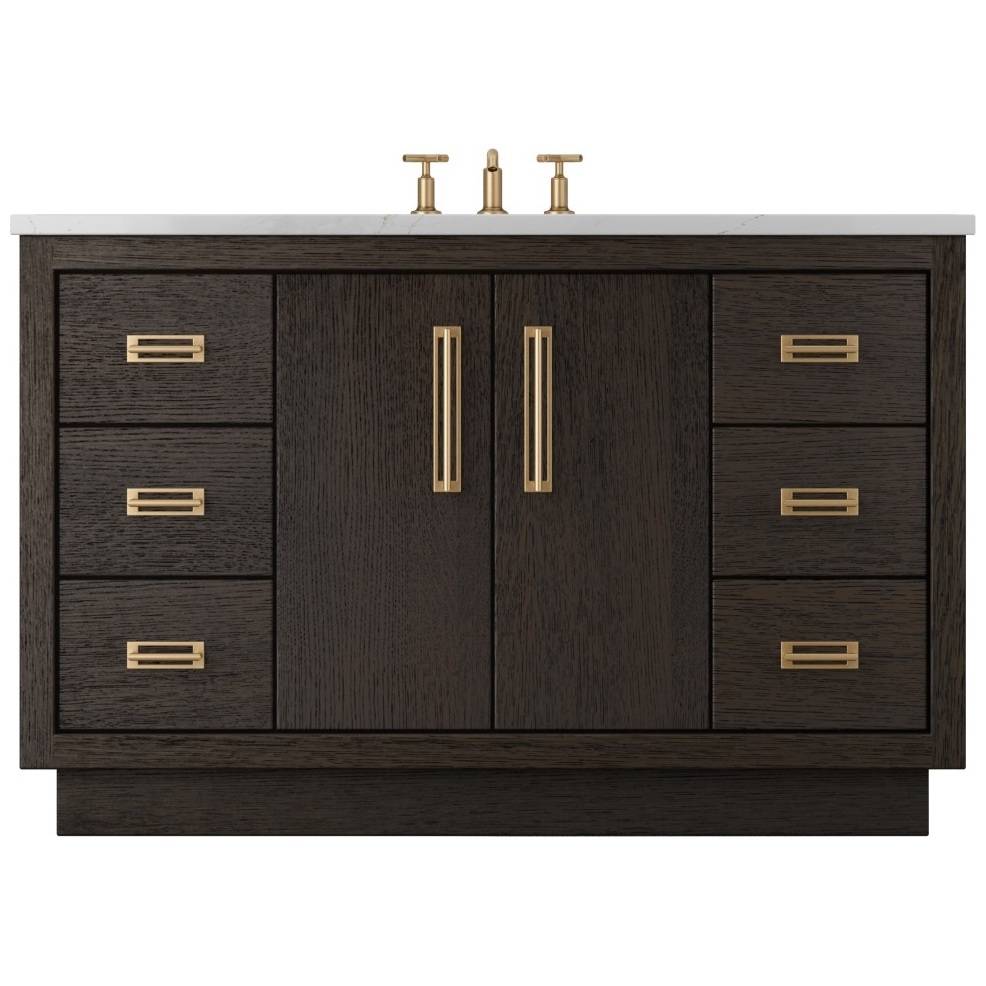 Vanderloc Avalon Single Extra Wide Bath Vanity - 54&quot; - Rich Brown - Satin Gold - AVS4 - 54.rb.sg