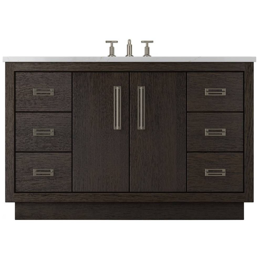 Vanderloc Avalon Single Extra Wide Bath Vanity - 54&quot; - Rich Brown - Satin Nickel - AVS4 - 54.rb.sn