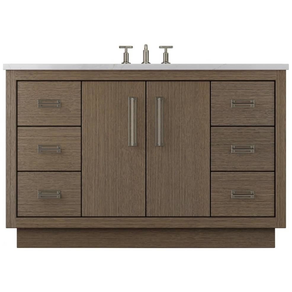 Vanderloc Avalon Single Extra Wide Bath Vanity - 54&quot; - Smoked Modern - Satin Nickel - AVS4 - 54.sm.sn
