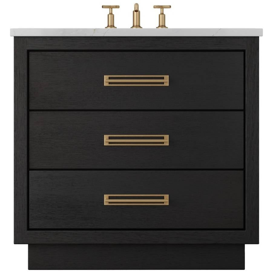 Vanderloc Avalon Three - Drawer Single Bath Vanity - 30" - Classic Black - Satin Gold - AVS3 - 30.cb.sg