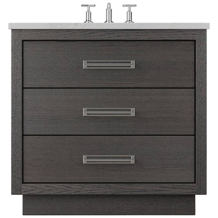 Vanderloc Avalon Three - Drawer Single Bath Vanity - 30&quot; - Gray Weathered - Polished Chrome - AVS3 - 30.gw.ch