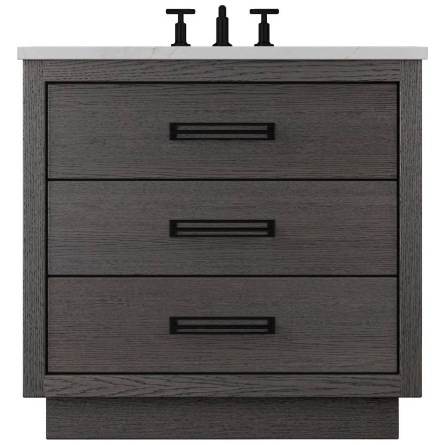 Vanderloc Avalon Three - Drawer Single Bath Vanity - 30&quot; - Gray Weathered - Matte Black - AVS3 - 30.gw.mb