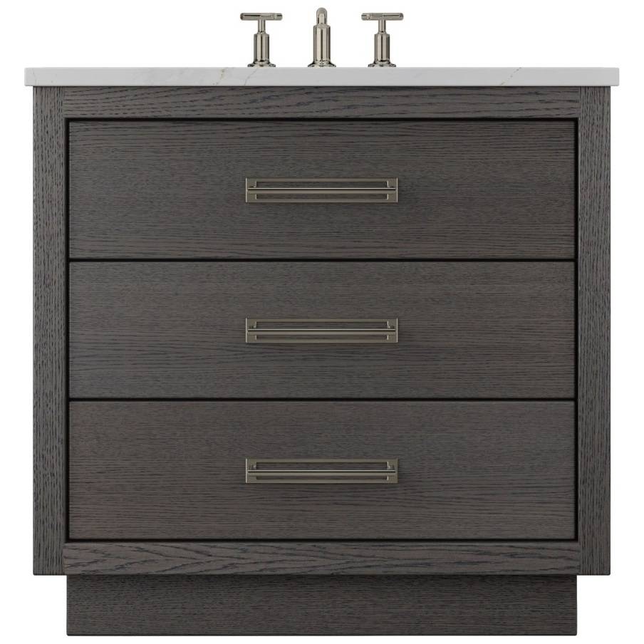 Vanderloc Avalon Three - Drawer Single Bath Vanity - 30&quot; - Gray Weathered - Satin Nickel - AVS3 - 30.gw.sn