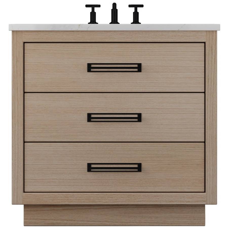 Vanderloc Avalon Three - Drawer Single Bath Vanity - 30&quot; - Natural Weathered - Matte Black - AVS3 - 30.nw.mb