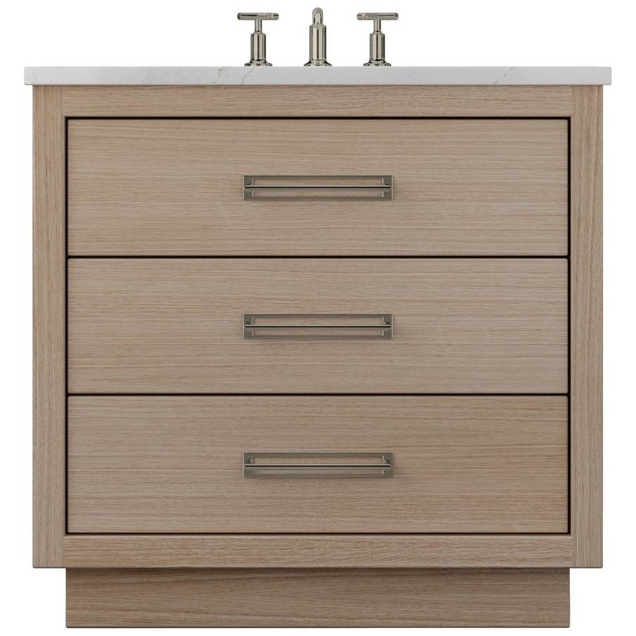 Vanderloc Avalon Three - Drawer Single Bath Vanity - 30&quot; - Natural Weathered - Satin Nickel - AVS3 - 30.nw.sn