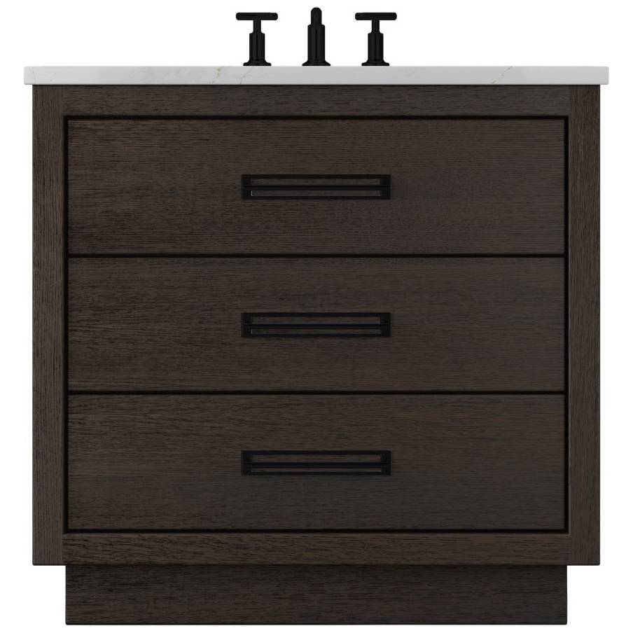 Vanderloc Avalon Three - Drawer Single Bath Vanity - 30&quot; - Rich Brown - Matte Black - AVS3 - 30.rb.mb