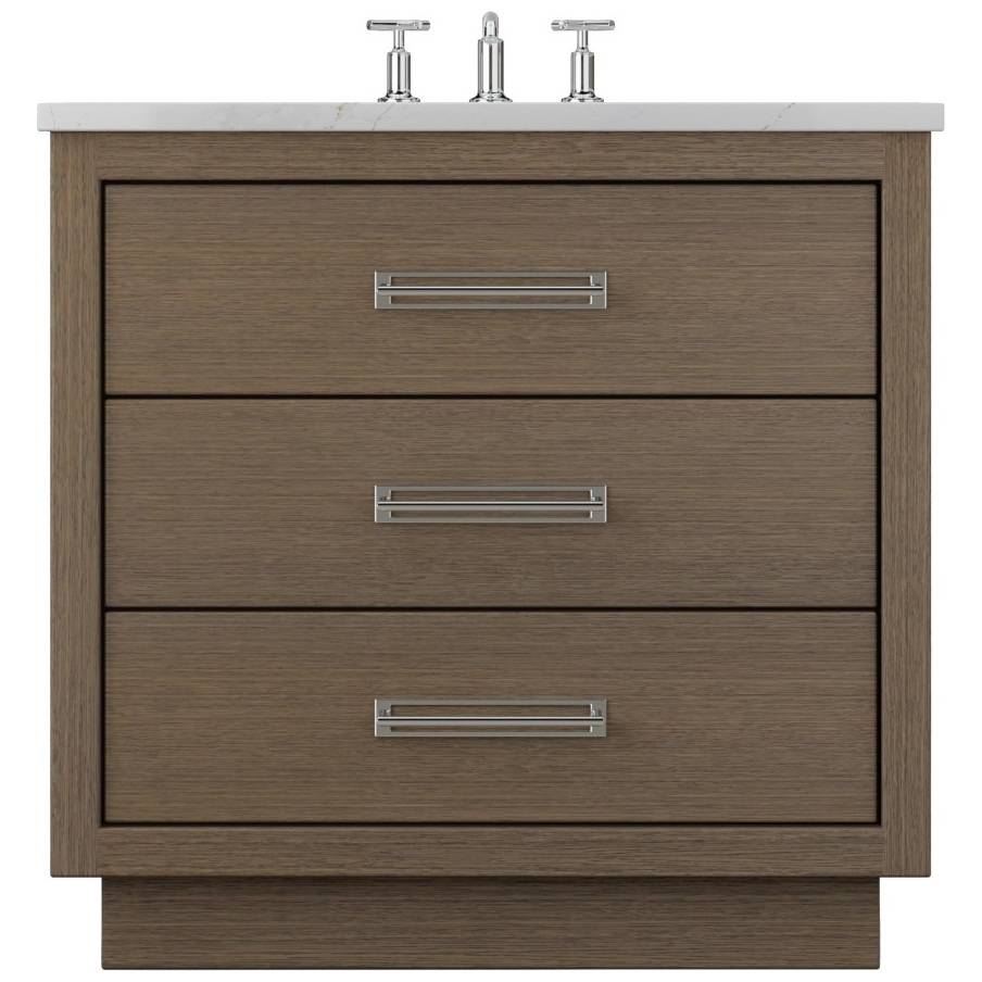Vanderloc Avalon Three - Drawer Single Bath Vanity - 30&quot; - Smoked Modern - Polished Chrome - AVS3 - 30.sm.ch