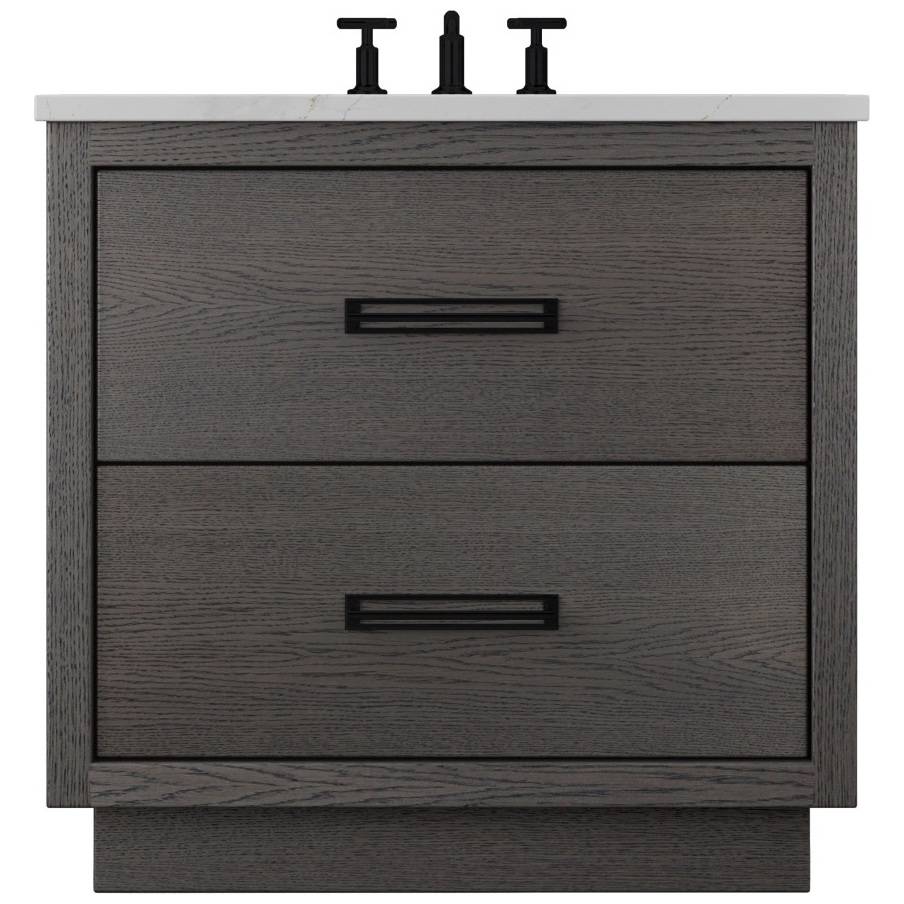 Vanderloc Avalon Two - Drawer Single Bath Vanity - 30&quot; - Gray Weathered - Matte Black - AVS2 - 30.gw.mb