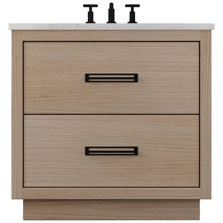 Vanderloc Avalon Two - Drawer Single Bath Vanity - 30&quot; - Natural Weathered - Matte Black - AVS2 - 30.nw.mb