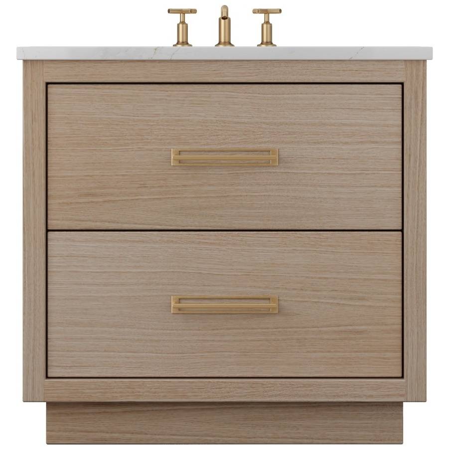 Vanderloc Avalon Two - Drawer Single Bath Vanity - 30&quot; - Natural Weathered - Satin Gold - AVS2 - 30.nw.sg