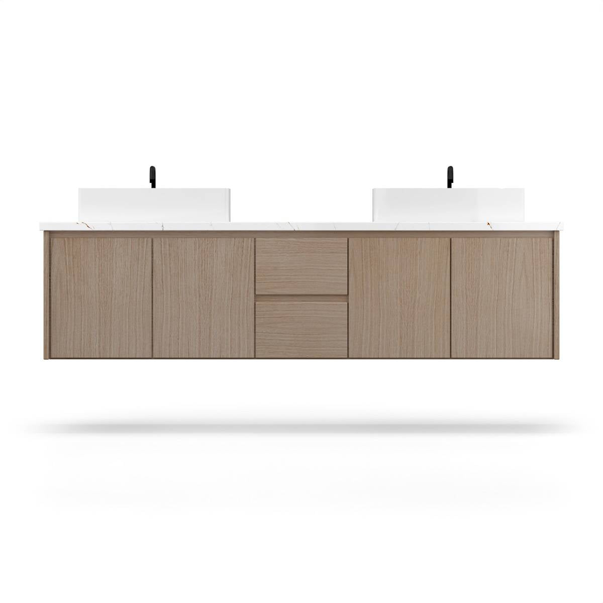 Vanderloc Gilded Double Bath Floating Vanity - 60&quot; - Natural Weathered - Vessel - GLD5 - 60 - f18.nw.nh