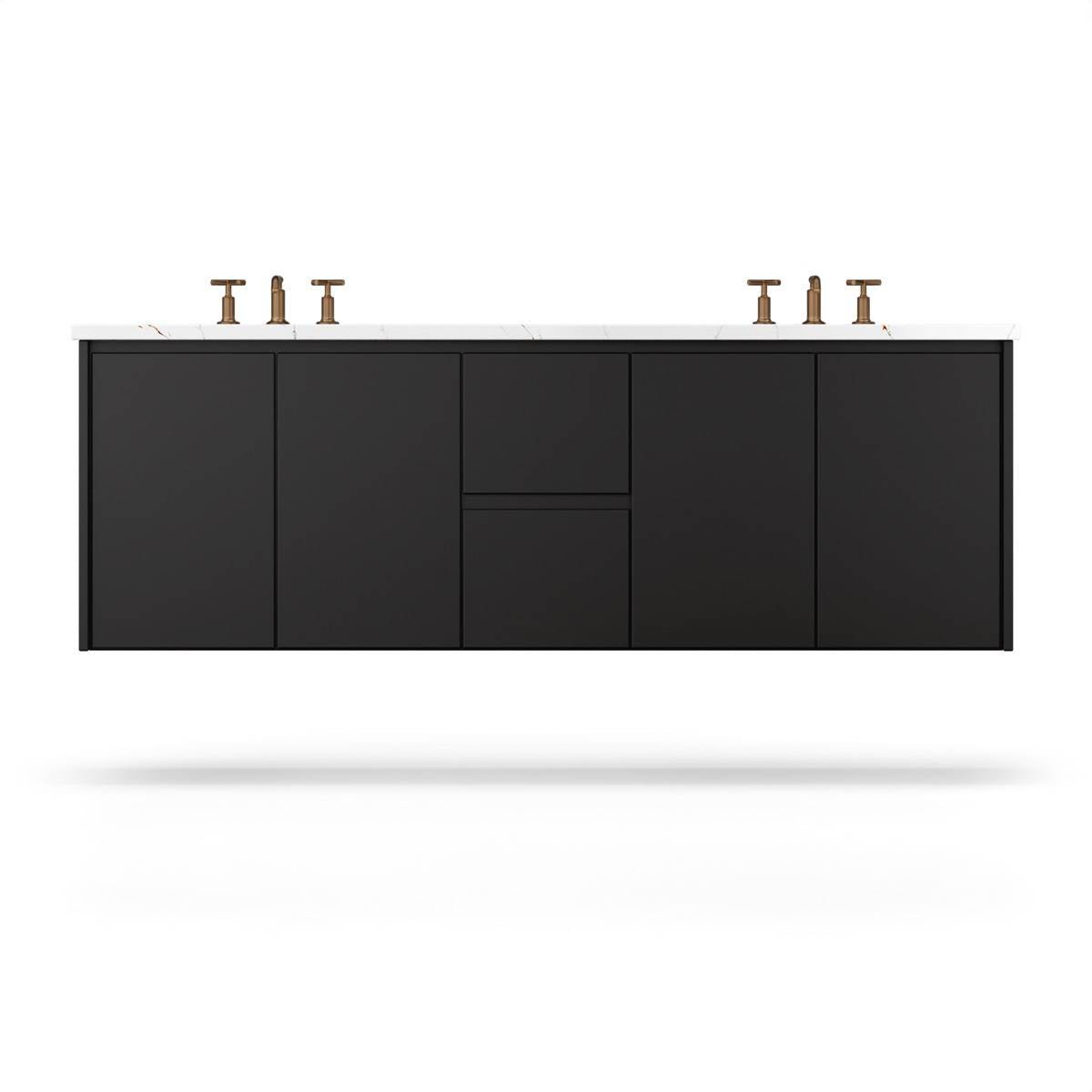 Vanderloc Gilded Double Bath Floating Vanity - 60&quot; - Noir - Undermount - GLD5 - 60 - f24.no.nh