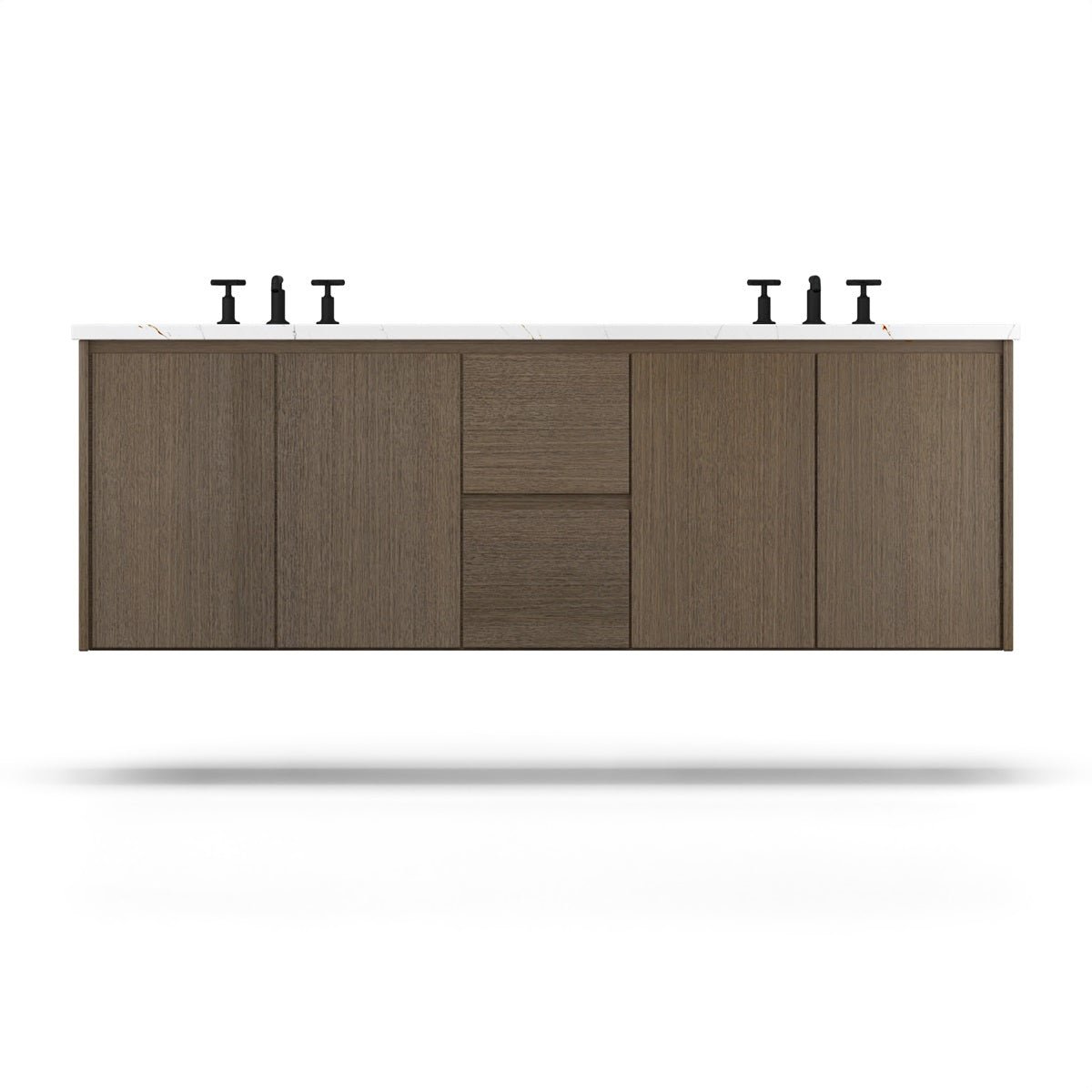 Vanderloc Gilded Double Bath Floating Vanity - 60&quot; - Smoked Modern - Undermount - GLD5 - 60 - f24.sm.nh