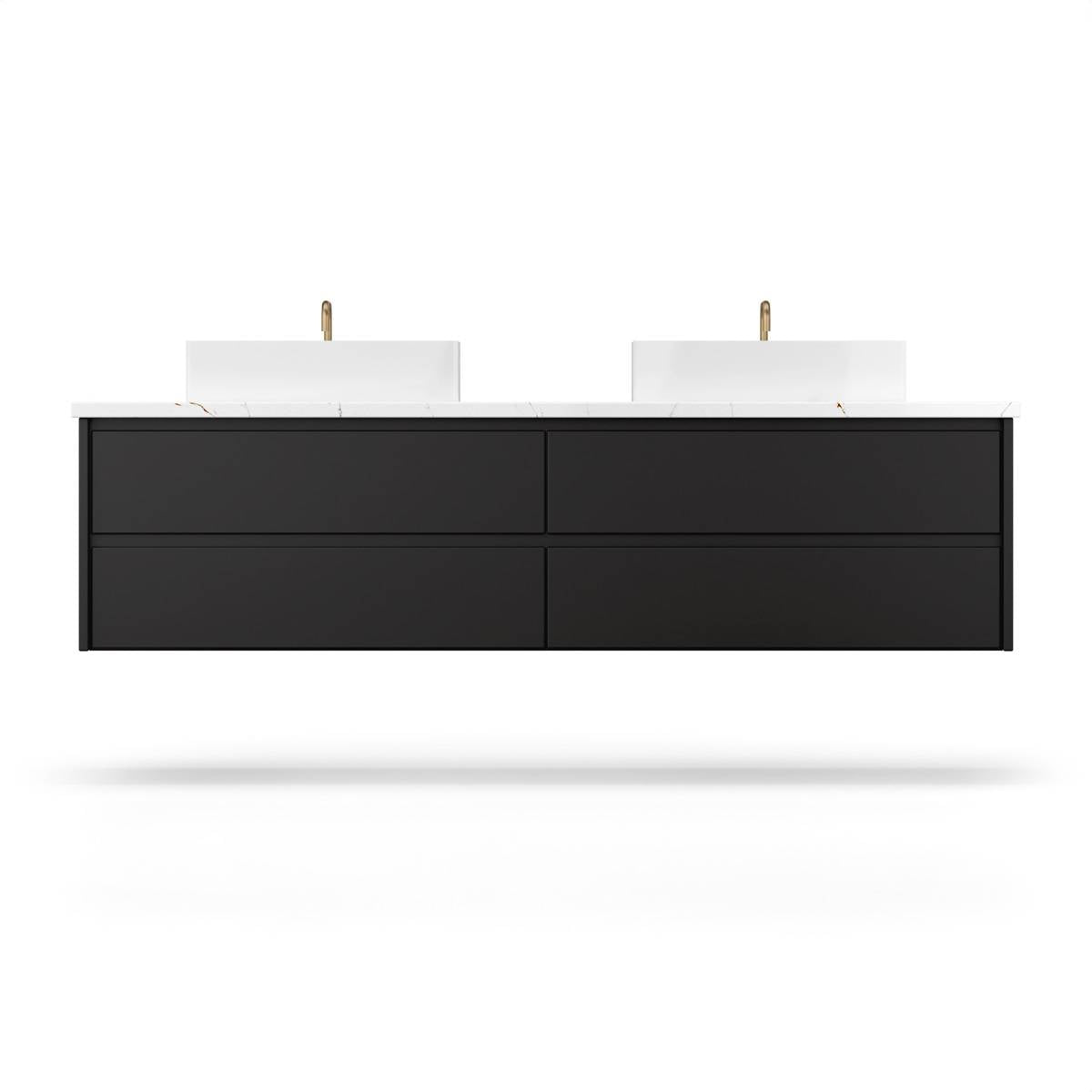 Vanderloc Gilded Double Drawer Bath Floating Vanity - 60&quot; - Noir - Vessel - GLD6 - 60 - f18.no.nh