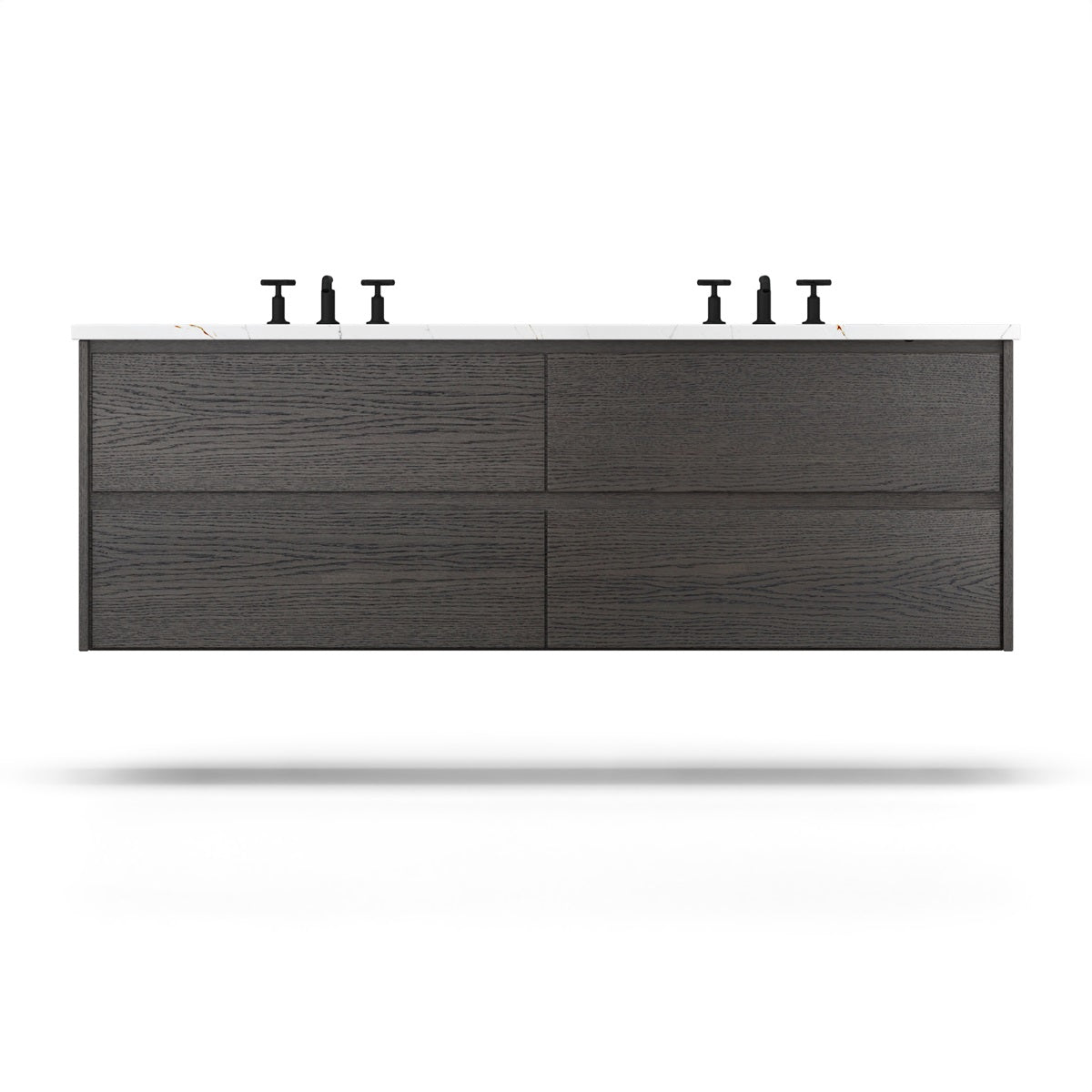Vanderloc Gilded Double Drawer Bath Floating Vanity - 60&quot; - Gray Weathered - Undermount - GLD6 - 60 - f24.gw.nh