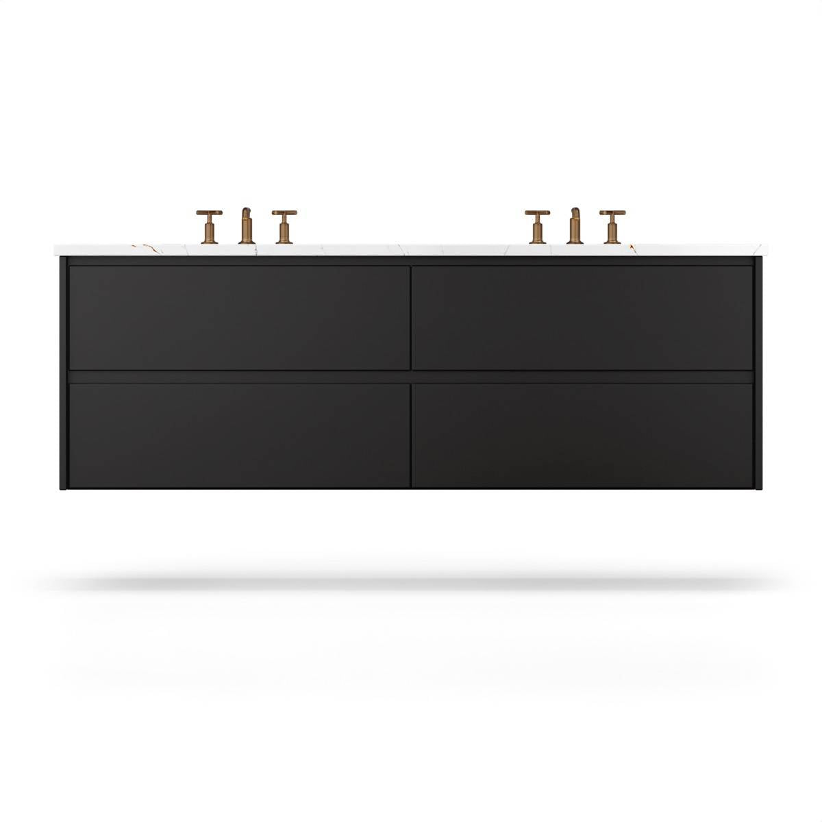 Vanderloc Gilded Double Drawer Bath Floating Vanity - 60&quot; - Noir - Undermount - GLD6 - 60 - f24.no.nh