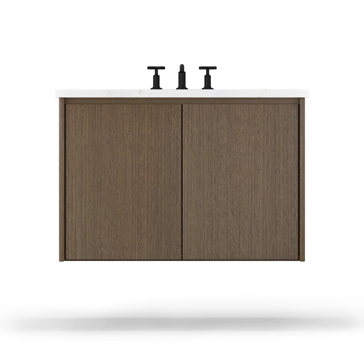 Vanderloc Gilded Single Bath Floating Vanity - 24&quot; - Smoked Modern - Undermount - GLS1 - 24 - f24.sm.nh