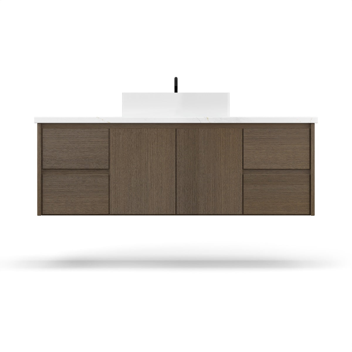 Vanderloc Gilded Single Extra Wide Bath Floating Vanity - 48&quot; - Smoked Modern - Vessel - GLS4 - 48 - f18.sm.nh