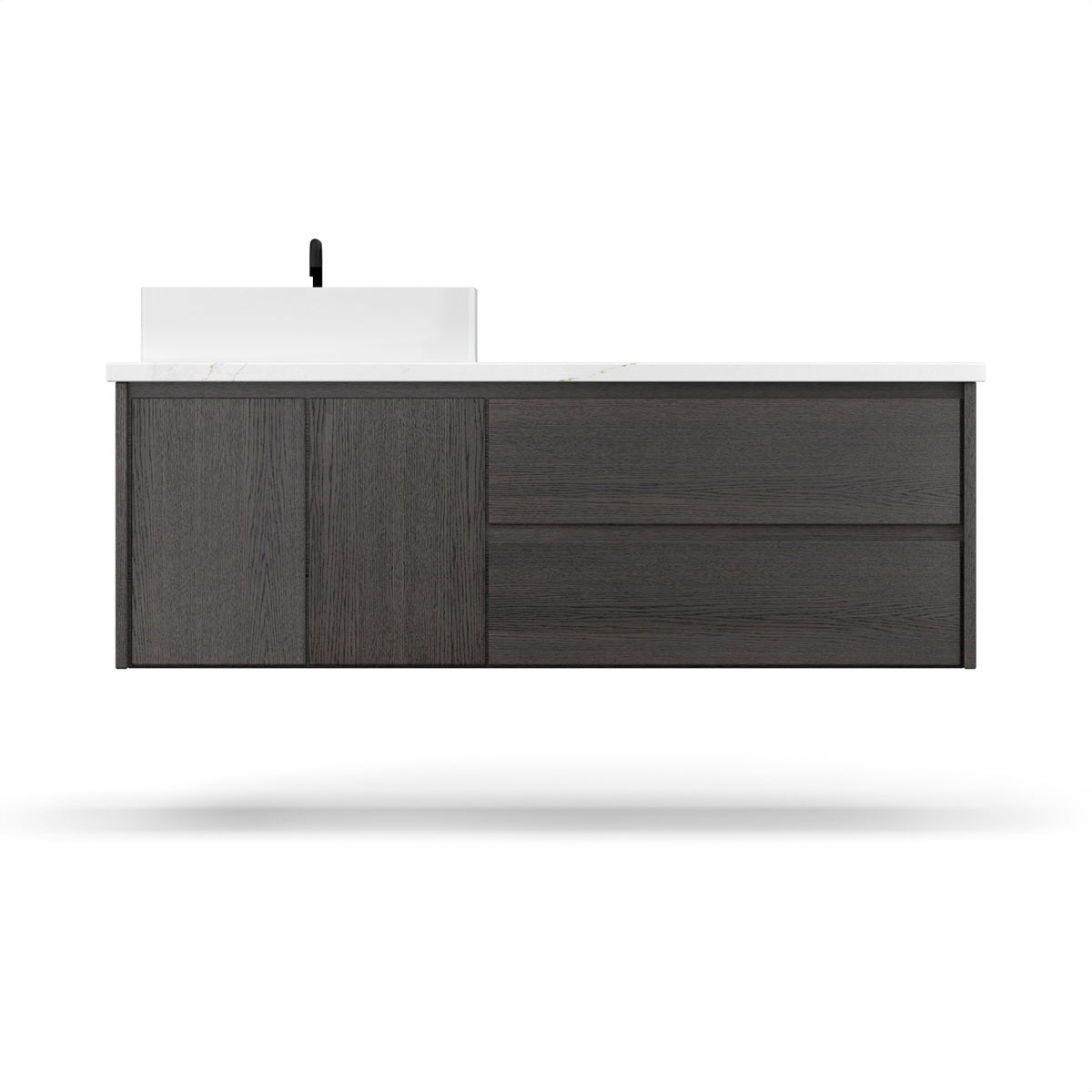 Vanderloc Gilded Single Left/Right Bath Floating Vanity - 36&quot; - Gray Weathered - Vessel - GLL7 - 36 - f18.gw.nh