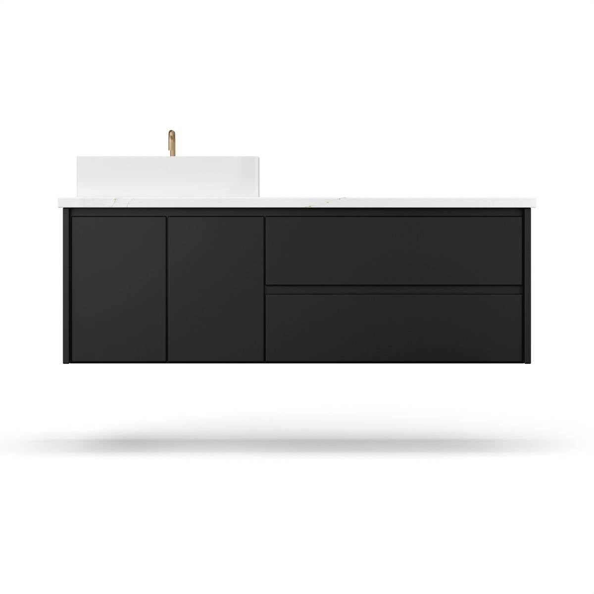 Vanderloc Gilded Single Left/Right Bath Floating Vanity - 36&quot; - Noir - Vessel - GLL7 - 36 - f18.no.nh