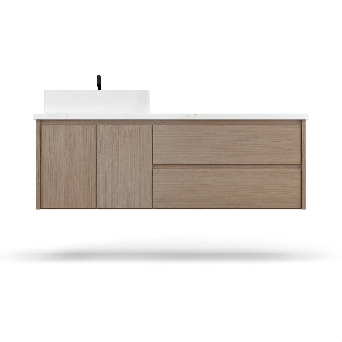 Vanderloc Gilded Single Left Bath Floating Vanity – 36" – Natural Weathered – Vessel