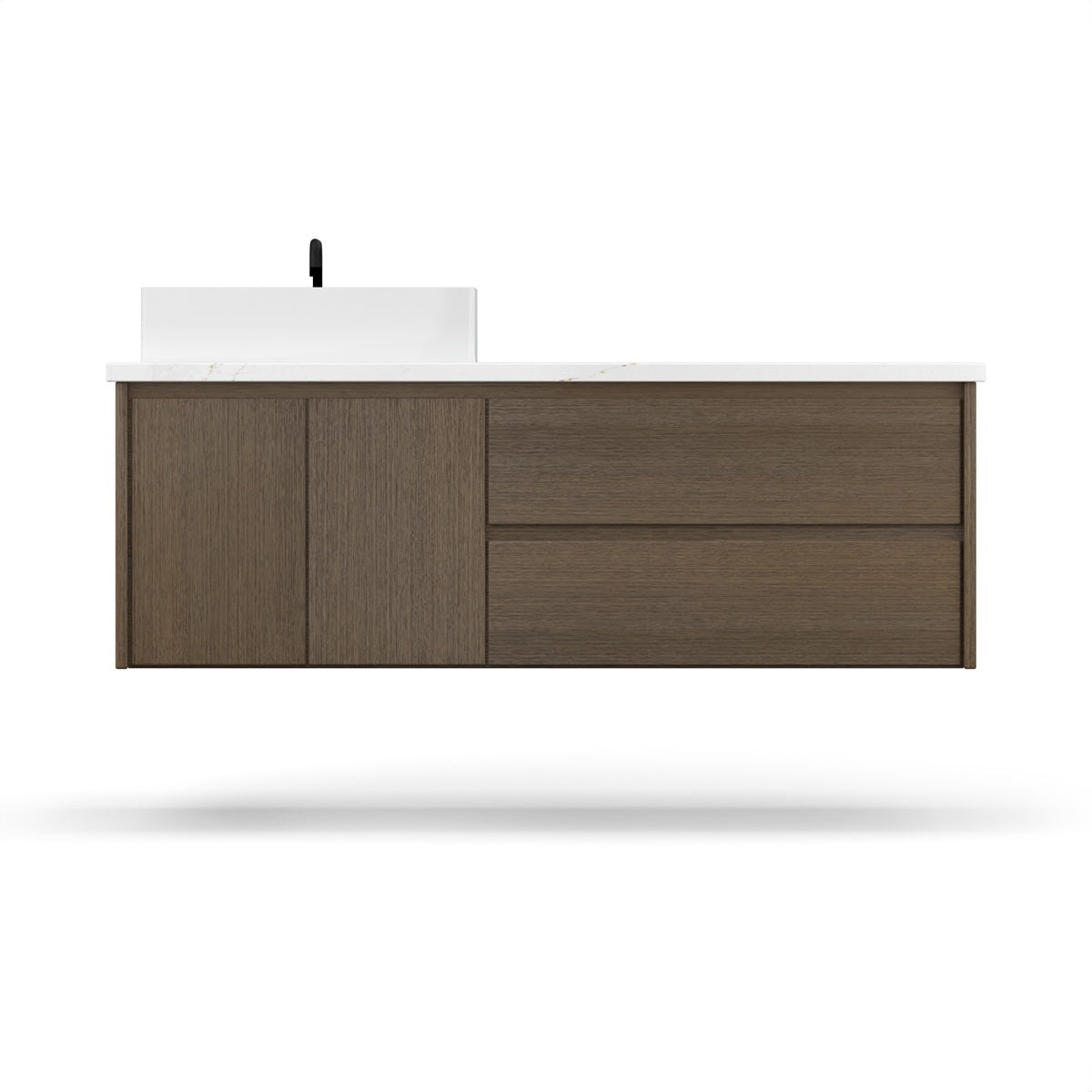 Vanderloc Gilded Single Left/Right Bath Floating Vanity - 36&quot; - Smoked Modern - Vessel - GLL7 - 36 - f18.sm.nh