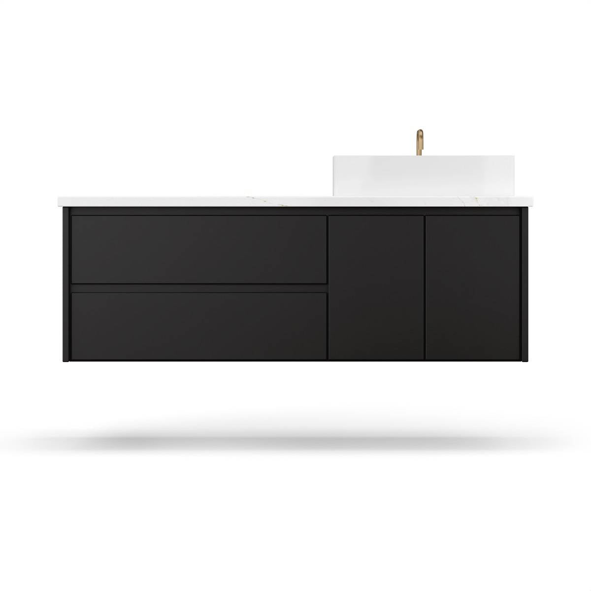 Vanderloc Gilded Single Left/Right Bath Floating Vanity - 36&quot; - Noir - Vessel - GLR7 - 36 - f18.no.nh