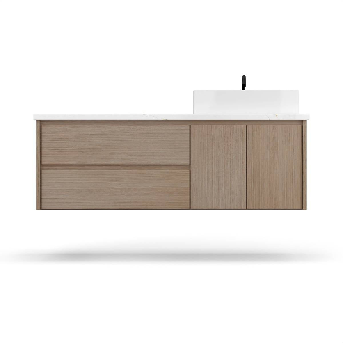 Vanderloc Gilded Single Right Bath Floating Vanity – 36" – Natural Weathered – Vessel