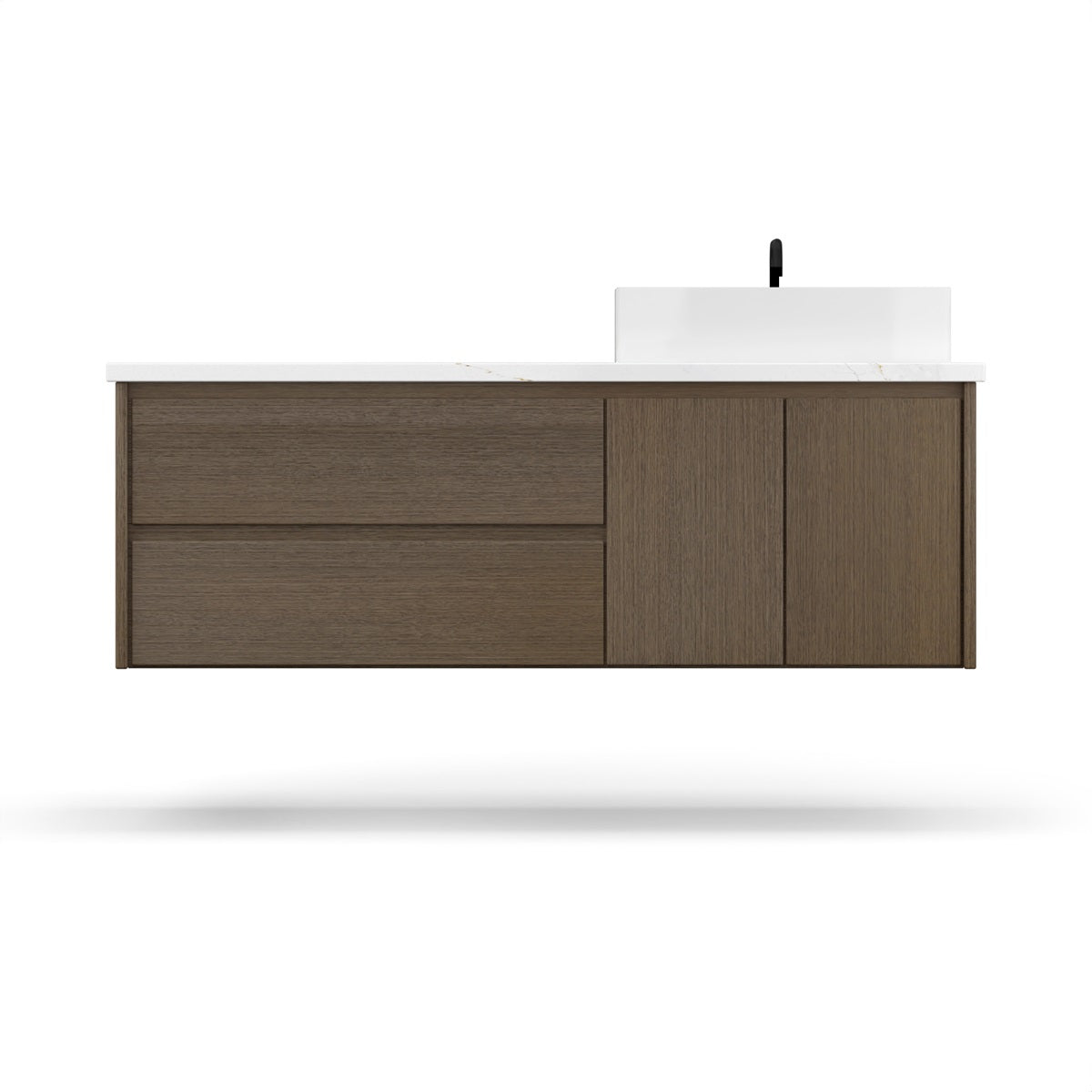 Vanderloc Gilded Single Left/Right Bath Floating Vanity - 36&quot; - Smoked Modern - Vessel - GLR7 - 36 - f18.sm.nh