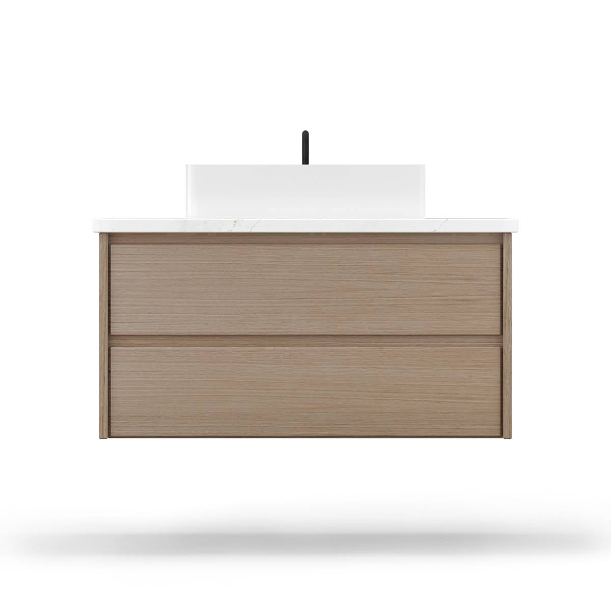 Vanderloc Gilded Two - Drawer Single Bath Floating Vanity – 30" – Natural Weathered – Vessel