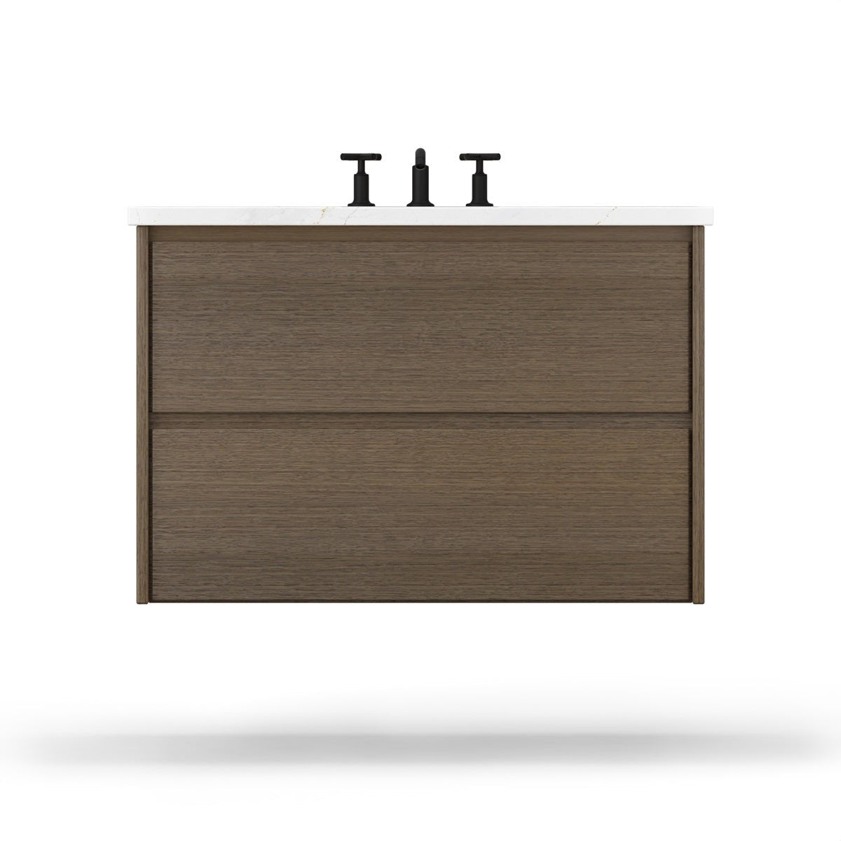 Vanderloc Gilded Two - Drawer Single Bath Floating Vanity - 30&quot; - Smoked Modern - Undermount - GLS2 - 30 - f24.sm.nh